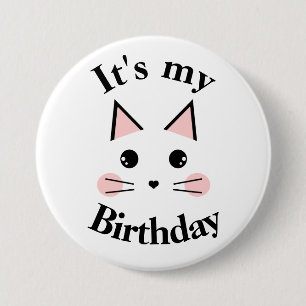 Chapa Redonda De 7 Cm Gatito es mi cumpleaños
