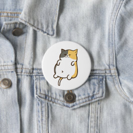 Chapa Redonda De 7 Cm Gato Calico Regordete - Sticker Kawaii
