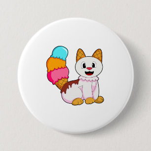 Chapa Redonda De 7 Cm Gato con Popsicle