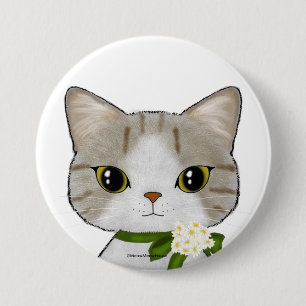 Chapa Redonda De 7 Cm Gato de la luna llena