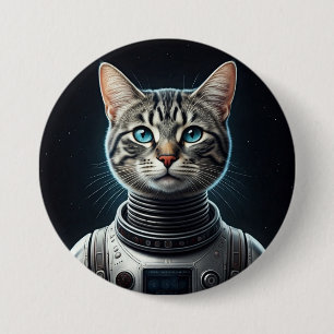 Chapa Redonda De 7 Cm Gato espacial
