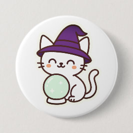 Chapa Redonda De 7 Cm Gato Kawaii Halloween - Magnífico y adorable Spook