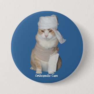 Chapa Redonda De 7 Cm Gato ortopédico divertido