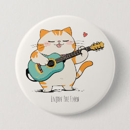 Chapa Redonda De 7 Cm Gato Toca La Guitarra