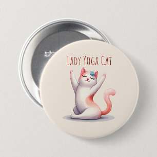 Chapa Redonda De 7 Cm Gato Yoga Pose - Gato Lady Yoga