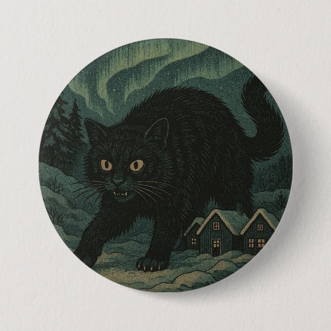 Chapa Redonda De 7 Cm gato yule de Navidad islandés (Anverso)