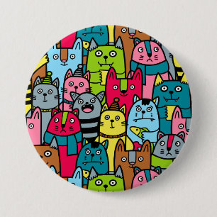 Chapa Redonda De 7 Cm Gatos y gatos
