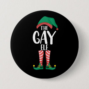 Chapa Redonda De 7 Cm Gay Elf LGTBQ Navidades familiares a la par Fiesta