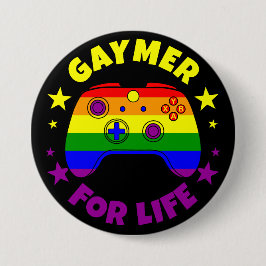 Chapa Redonda De 7 Cm Gay Gaymer For Life Pride Controller