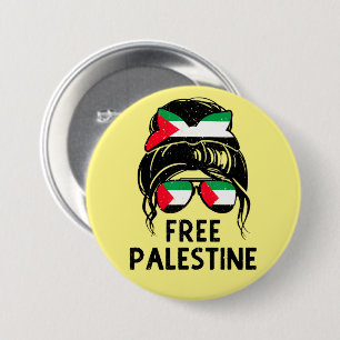 Chapa Redonda De 7 Cm Gaza, madre palestina desordenada y libre