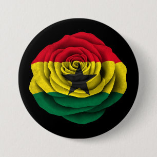 Chapa Redonda De 7 Cm Ghana subió la bandera en negro