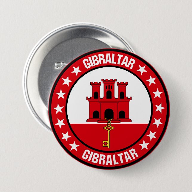 Chapa Redonda De 7 Cm Gibraltar (Anverso y reverso)