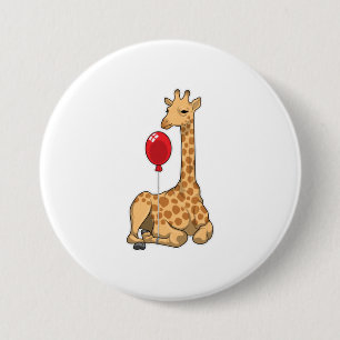 Chapa Redonda De 7 Cm Giraffe Balloon