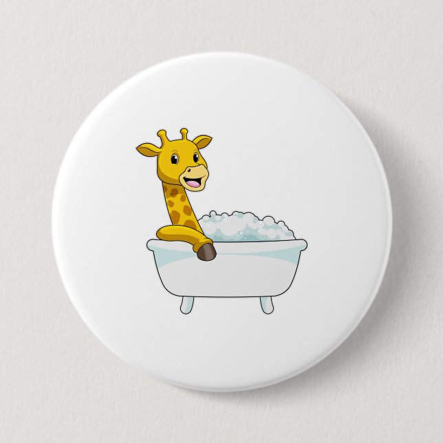 Chapa Redonda De 7 Cm Giraffe con bañera con espuma (Anverso)