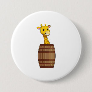 Chapa Redonda De 7 Cm Giraffe con barril