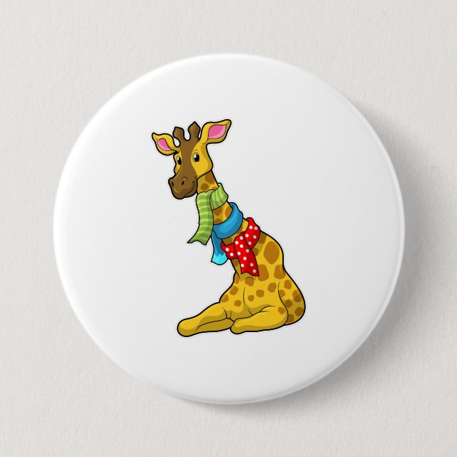Chapa Redonda De 7 Cm Giraffe con bufanda (Anverso)