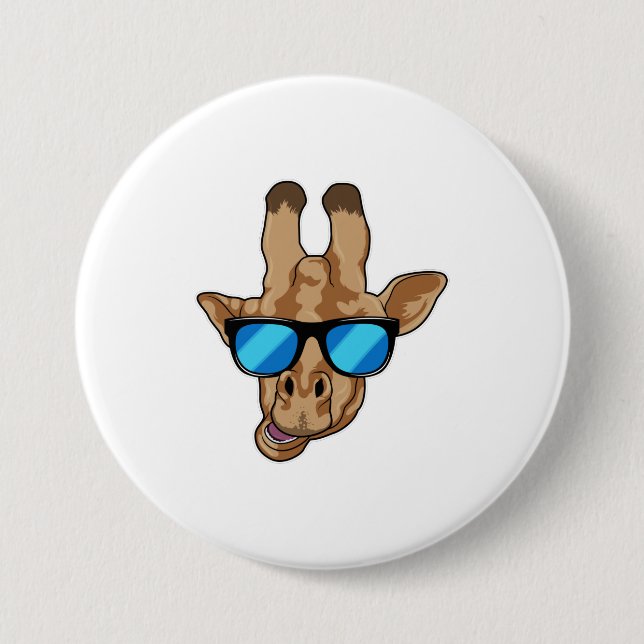 Chapa Redonda De 7 Cm Giraffe con gafas de sol (Anverso)