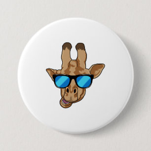 Chapa Redonda De 7 Cm Giraffe con gafas de sol