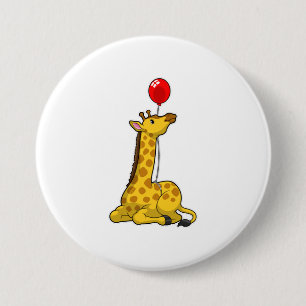 Chapa Redonda De 7 Cm Giraffe con globo