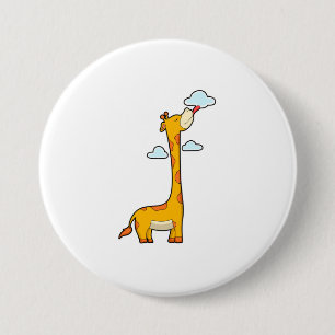 Chapa Redonda De 7 Cm Giraffe con nubes