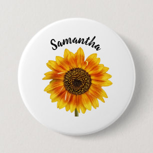 Chapa Redonda De 7 Cm Girasol Personalizado Lindo