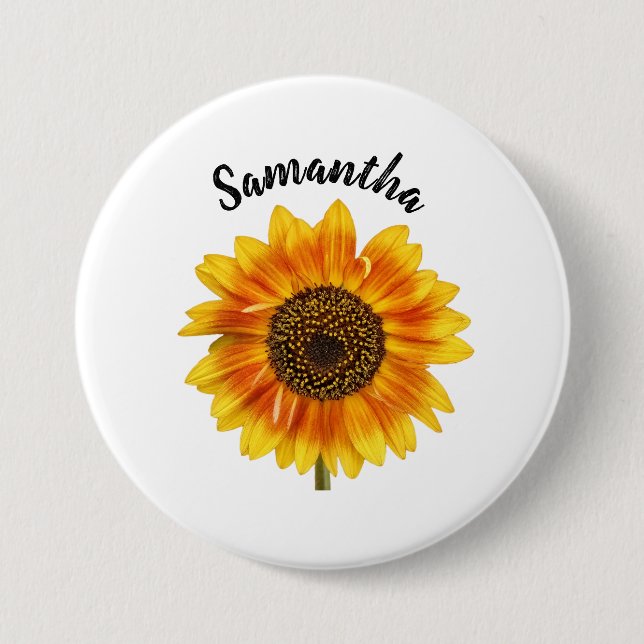Chapa Redonda De 7 Cm Girasol Personalizado Lindo (Anverso)
