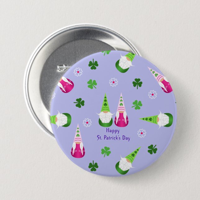 Chapa Redonda De 7 Cm Gnome Toss St. Patrick's Day (Anverso y reverso)