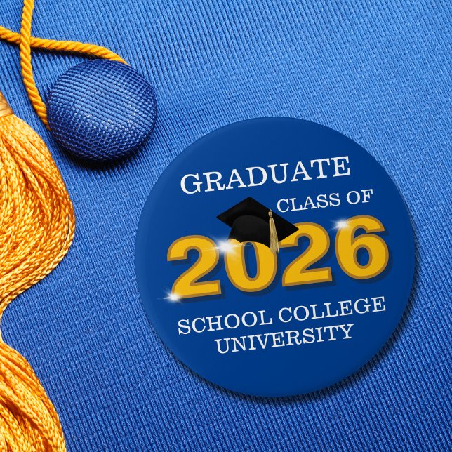 Chapa Redonda De 7 Cm Gold Class of 2026 Graduation (Subido por el creador)