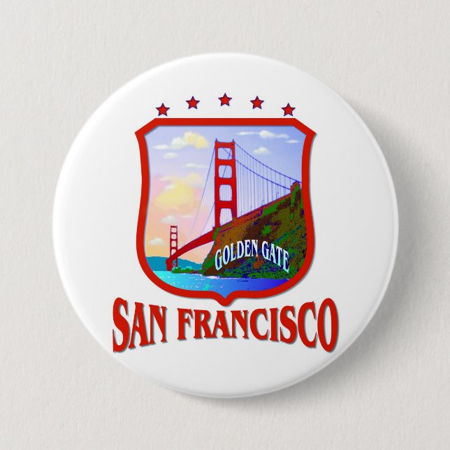 Chapa Redonda De 7 Cm Golden Gate de San Francisco (Anverso)