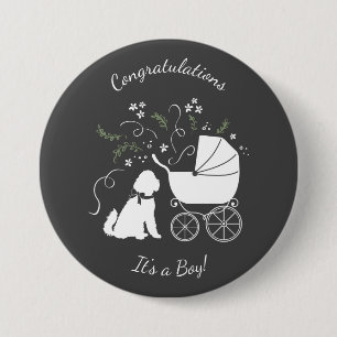 Chapa Redonda De 7 Cm Goldendoodle Baby Shower Dog