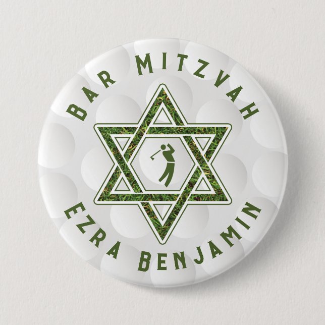 Chapa Redonda De 7 Cm Golf Them Bar Mitzvah (Anverso)
