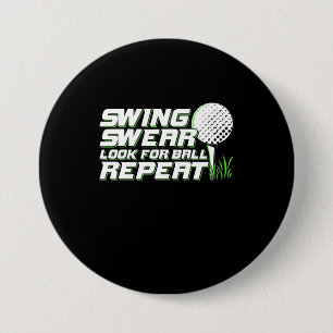 Chapa Redonda De 7 Cm Golfer Swing Sweet Look For Ball