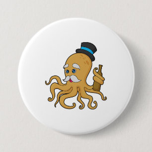 Chapa Redonda De 7 Cm Gorra Octopus Gentleman