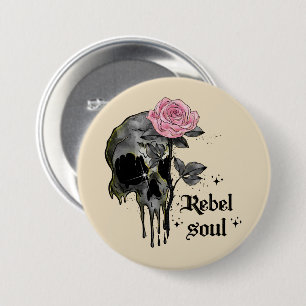 Chapa Redonda De 7 Cm Gótico Skull Rebel Soul