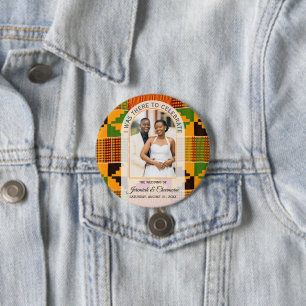 Chapa Redonda De 7 Cm GRACIAS FAVORES PARA INVITADOS Africa Ghana Kente