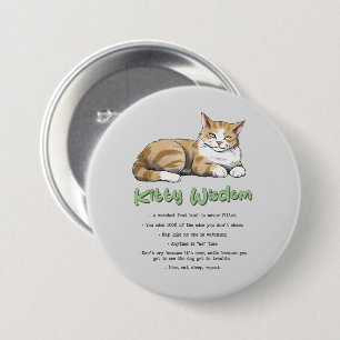 Chapa Redonda De 7 Cm Graciosa Sabiduría Kitty