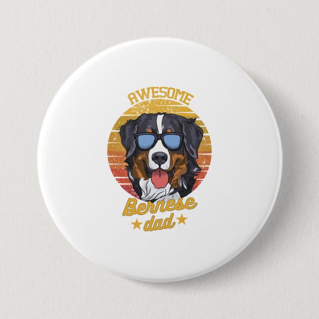 Chapa Redonda De 7 Cm Gracioso regalo de Perro de Montaña Bernés para Da (Anverso)