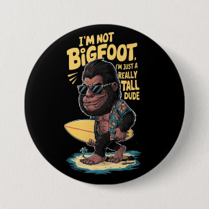Chapa Redonda De 7 Cm Gracioso Surfing Bigfoot