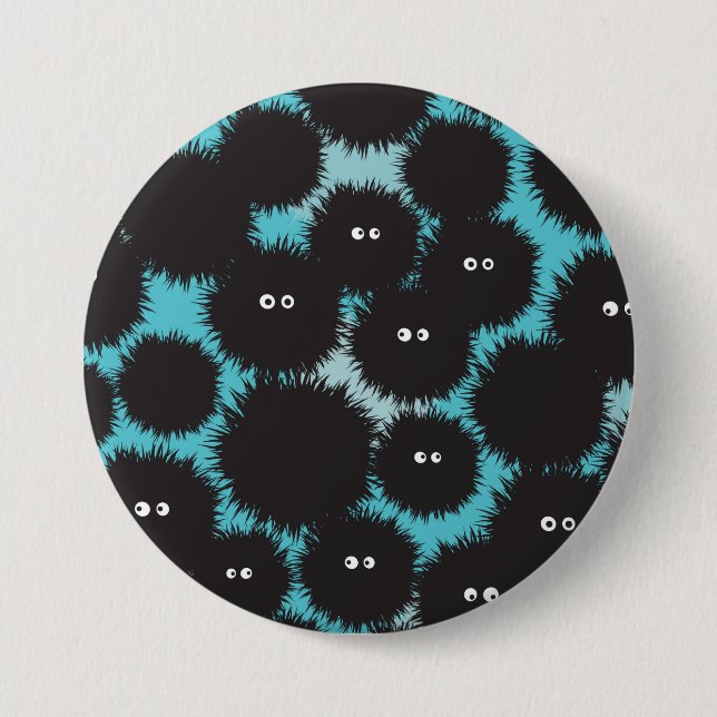 Chapa Redonda De 7 Cm Graciosos monstruos esponjosos negros (Anverso)