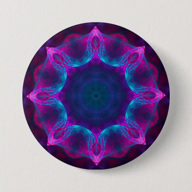 Chapa Redonda De 7 Cm Gradiente azul y rosado neón oscuro de Kaleidoscop (Anverso)