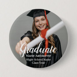 Chapa Redonda De 7 Cm Graduación personalizada de fotografía moderna