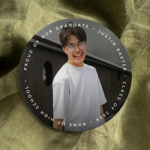 Chapa Redonda De 7 Cm Graduado de texto y foto personalizado
