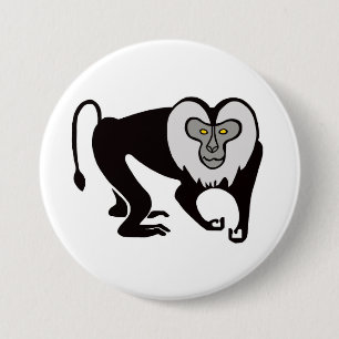 Chapa Redonda De 7 Cm Gráfica -MACAQUE de cola de león -Mono- Vida silve