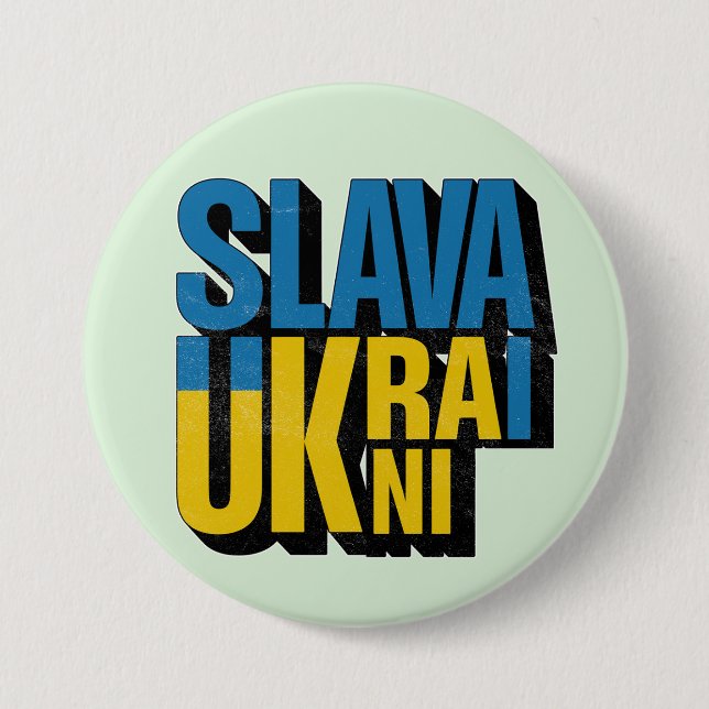 Chapa Redonda De 7 Cm Gráfico de Slava Ukraini, diseño del orgullo ucran (Anverso)