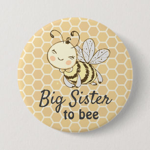 Chapa Redonda De 7 Cm Gran Hermana Sis to be Bumblebee Bee Baby Shower