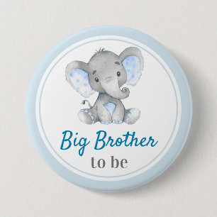 Chapa Redonda De 7 Cm Gran Hermano será Baño de Bebé Niño Elefante Azul
