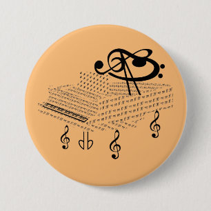 Chapa Redonda De 7 Cm Gran piano, música clásica,
