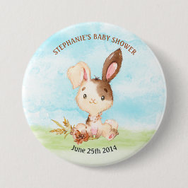 Chapa Redonda De 7 Cm Granja Baby Shower Bunny de color de agua