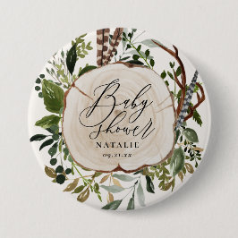 Chapa Redonda De 7 Cm Granja rústica de granero con ducha de bebé botáni