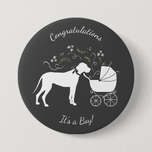 Chapa Redonda De 7 Cm Great Dane Baby Shower